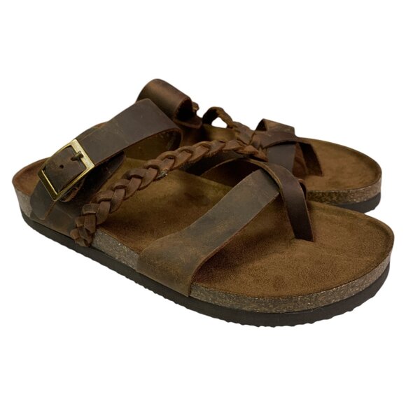 Mountain Sole Women's Leather Footbed Sandals, Size 8, Brown - Picture 1 of 9